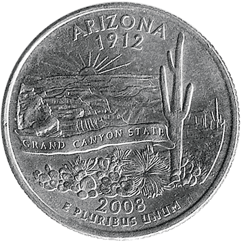 25 Центів (Cents) ("квотер" – "quarter") - 2008 - штат Аризона - США