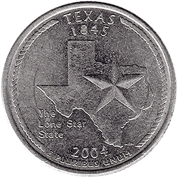 25 Центів (Cents) ("квотер" - "quarter") - 2004 (квотер: Техас) - США