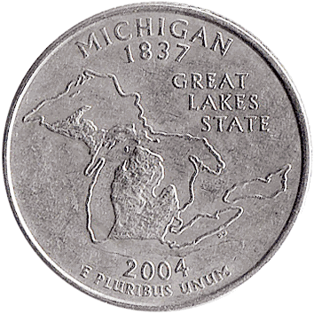 25 Центів (Cents) ("квотер" - "quarter") - 2004 (квотер: Мічиган) - США