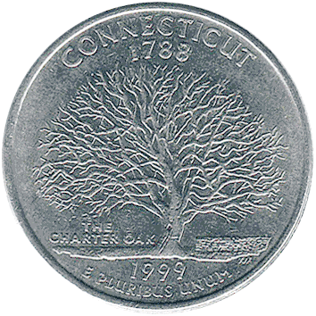 25 Центів (Cents) ("квотер" - "quarter") - 1999 (квотер: Коннектикут) - США