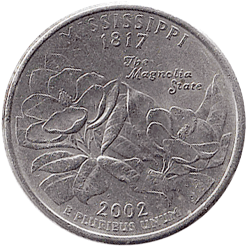 25 Центів (Cents) ("квотер" – "quarter") - 2002 - США (штат Міссісіпі)