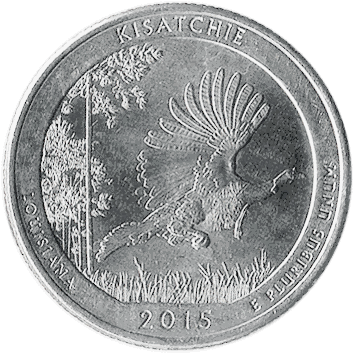 25 Центів (Cents) ("квотер" – "quarter") - 2015 - США (штат Луїзіана, Національний ліс "Кісатчі")