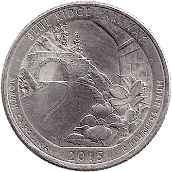 25 Центів (Cents) ("квотер" – "quarter") - 2015 - США (штат Північна Кароліна, Автомагістраль "Блу-Рідж")