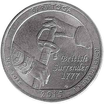 25 Центів (Cents) ("квотер" – "quarter") - 2015 - США (штат Нью-Йорк, Національний історичний парк "Саратога")