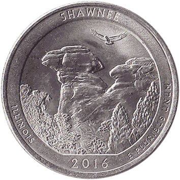 25 Центів (Cents) ("квотер" – "quarter") - 2016 - США (штат Іллінойс, Національний ліс "Шоні (Шоуні)")