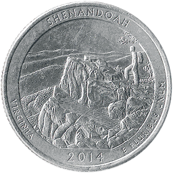 25 Центів (Cents) ("квотер" – "quarter") - 2014 - США (штат Вірджинія, Національний парк "Шенандоа")