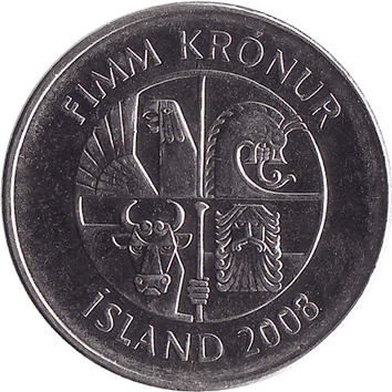 5 Крон (Kronur) - 2008 - Ісландія