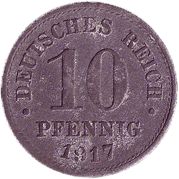 10 Пфенігів (Pfennig) - 1917 - Німеччина