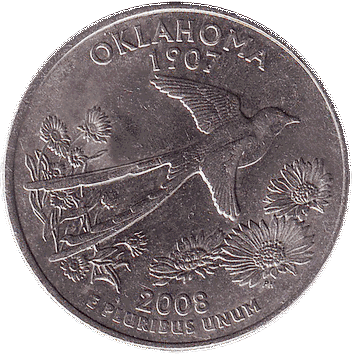 25 центів США - 2008 (квотер: Оклахома)