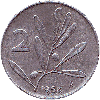 2 Ліри (Lire) - 1954 - Італія