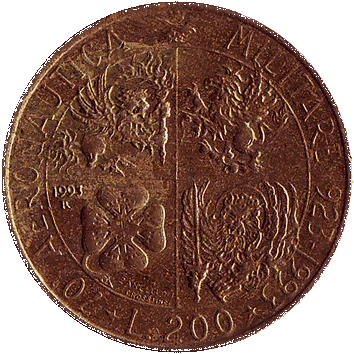200 Лір (Lire) - 1993 - Італія - 70-річчя військової авіації