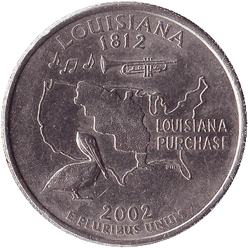 25 Центів (Cents) ("квотер" – "quarter") - 2002 - штат Луїзіана - США