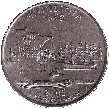 25 Центів (Cents) ("квотер" - "quarter") - 2005 (квотер: Міннесота) - США