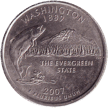 25 Центів (Cents) ("квотер" – "quarter") - 2007 - штат Вашингтон - США