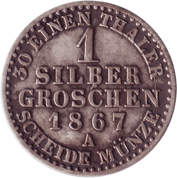 1 Зільбергрошен (Silbergroschen) - 1867 - Пруссія