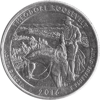25 Центів (Cents) ("квотер" – "quarter") - 2016 - США (штат Північна Дакота, Національний парк "Теодор-Рузвельт")