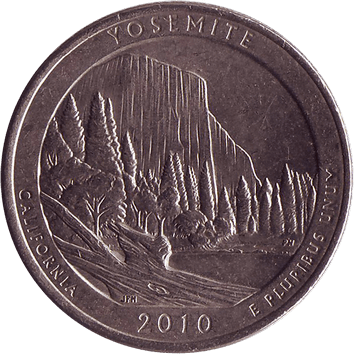 25 Центів (Cents) ("квотер" – "quarter") - 2010 - США (штат Каліфорнія, Національний парк "Йосеміті")