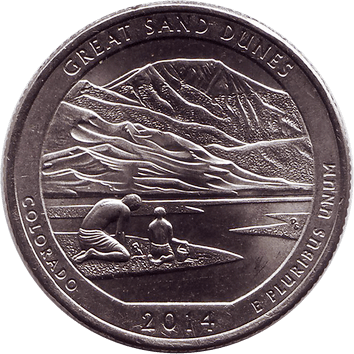 25 Центів (Cents) ("квотер" – "quarter") - 2014 - США (штат Колорадо, Національний парк "Грейт-Санд-Дьюнс")