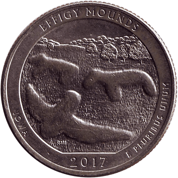 25 Центів (Cents) ("квотер" – "quarter") - 2017 - США (штат Айова, Національна пам'ятка "Еффіджі-Маундз")