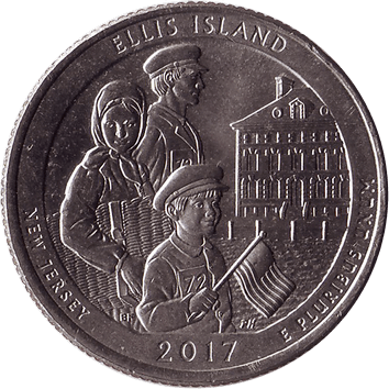 25 Центів (Cents) ("квотер" – "quarter") - 2017 - США (штат Нью-Джерсі, Національний монумент на острові Елліс)