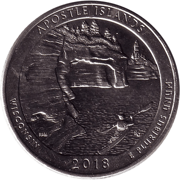 25 Центів (Cents) ("квотер" – "quarter") - 2018 - США (штат Вісконсін, Національні озерні узбережжя островів Апостол)