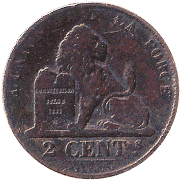 2 Сантим - 1863 - Бельгія