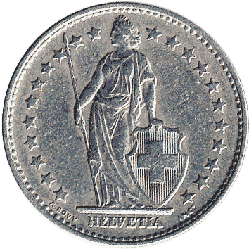 монета Швейцарії: 2 Франки (Francs) – 1968