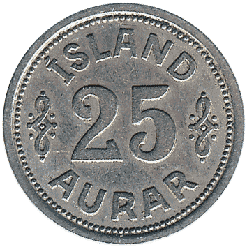25 Ейре (Aurar) - 1940 - Ісландія