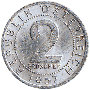2 Гроши (Groschen) - 1957 - Австрія