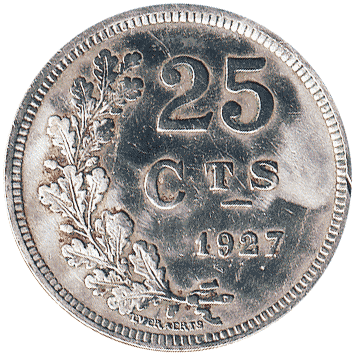 25 Сантимів (Centimes) - 1927 - Люксембург
