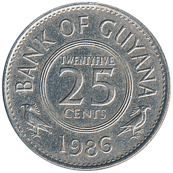 25 Центів (Cents) - 1986 - Гаяна