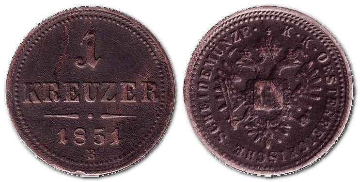 1 kreuzer 1851 – Austrian Empire