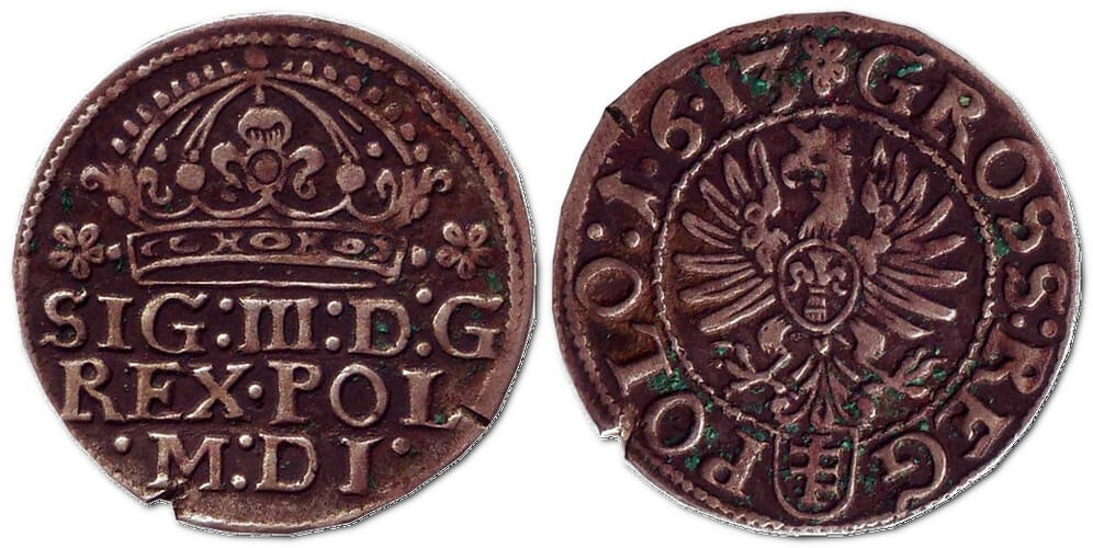 Коронний грош, 1613 /grosz koronny/ – монета Польщі (Річ Посполита)