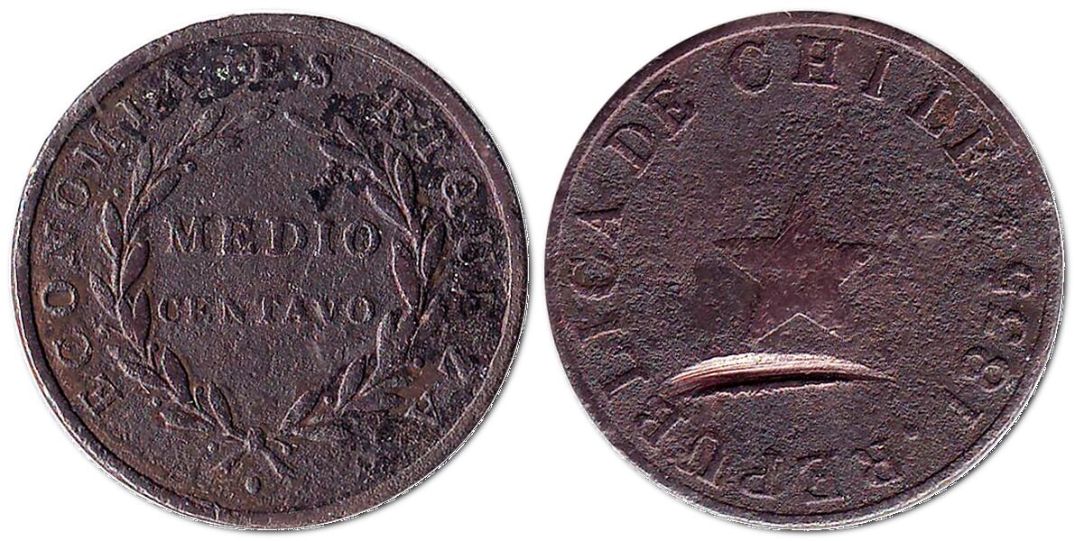 Пів сентаво, 1835 – монета Чилі