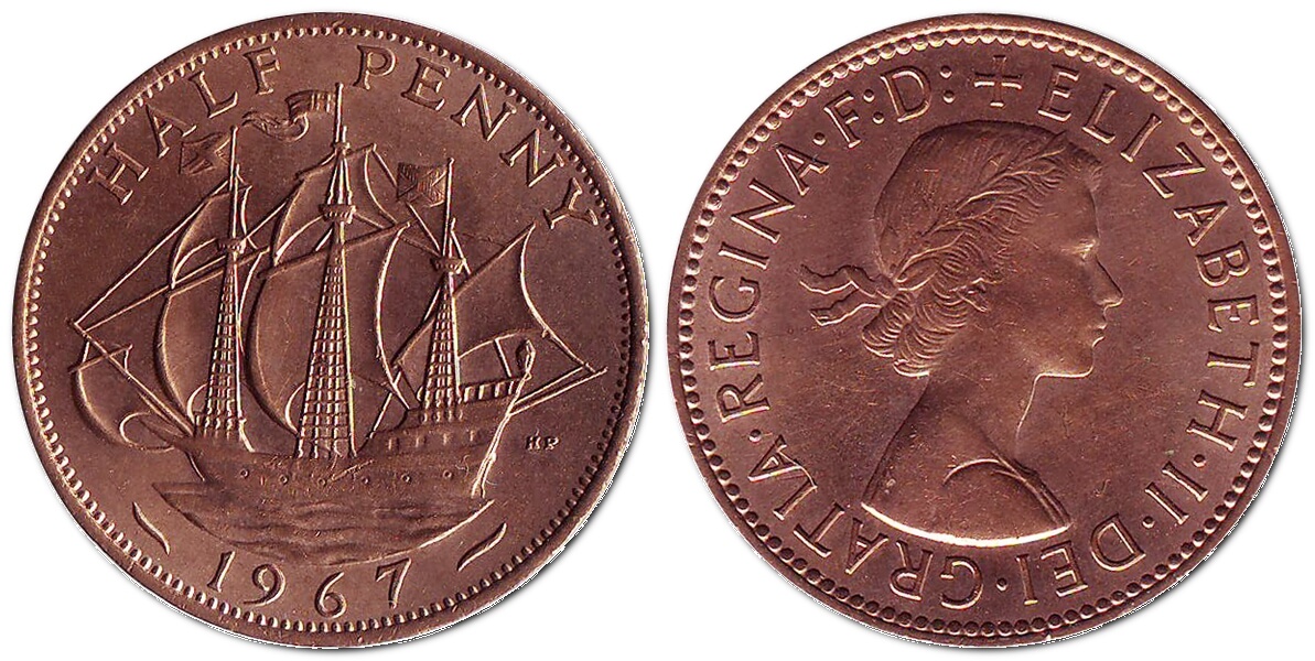 Пів пенні, 1967 – монета Великої Британії