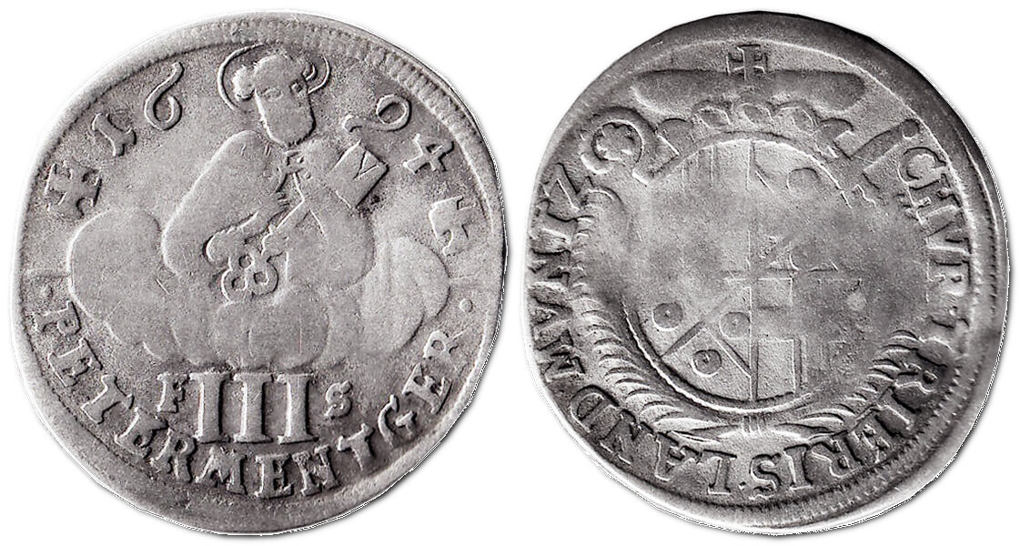 3 петерменгера, 1694 – монета Трірського архієпископства (Німеччина)