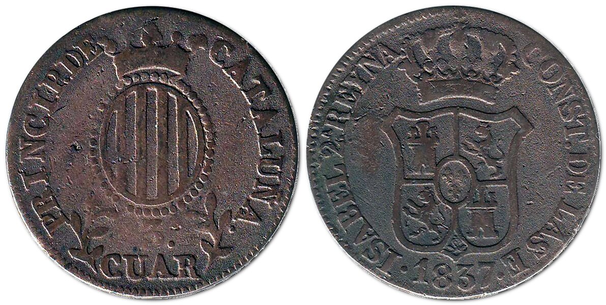 3 кварто, 1837 – монета Князівства Каталонія (Іспанія)