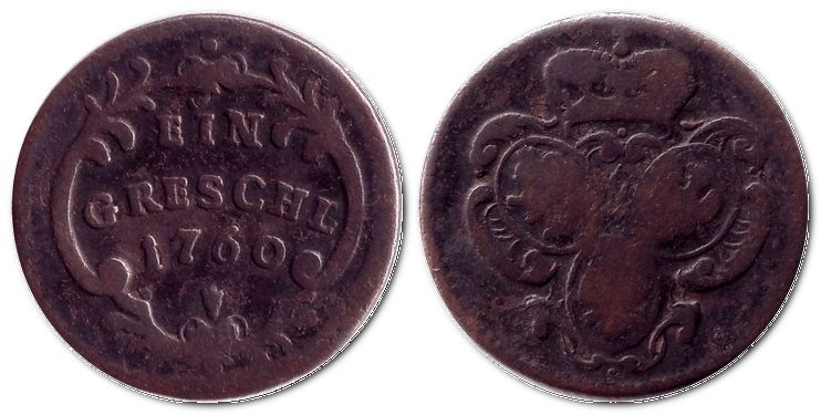 монета Богемії (Чехія): Грешель (Greschl) – 1760