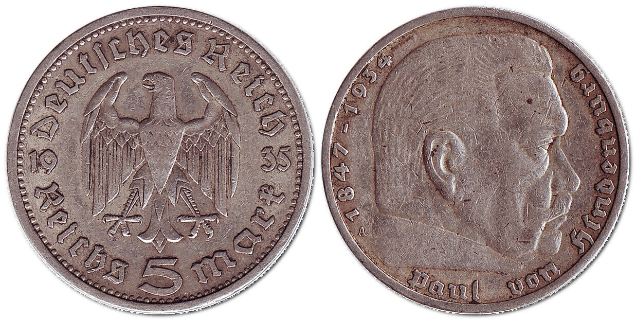 5 рейхсмарок, 1935 – монета Німеччини (Третій Рейх)